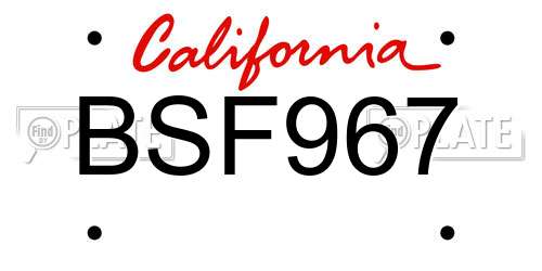 BSF967 California License Plate