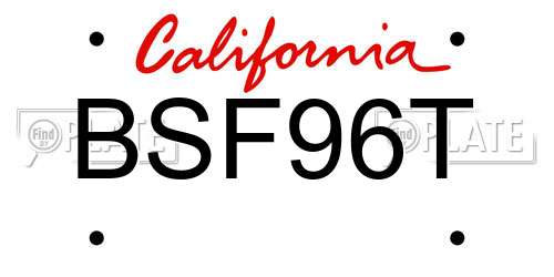 BSF96T California License Plate