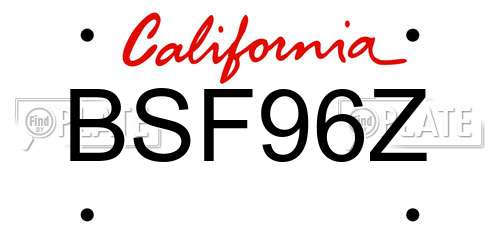 BSF96Z California License Plate