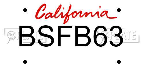 BSFB63 California License Plate