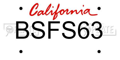BSFS63 California License Plate