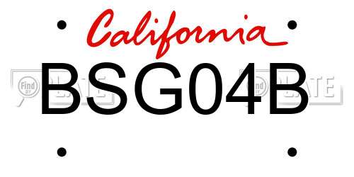 BSG04B California License Plate