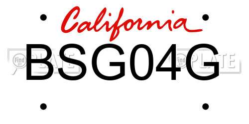 BSG04G California License Plate