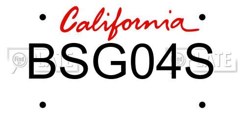 BSG04S California License Plate