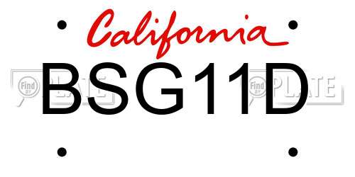BSG11D California License Plate
