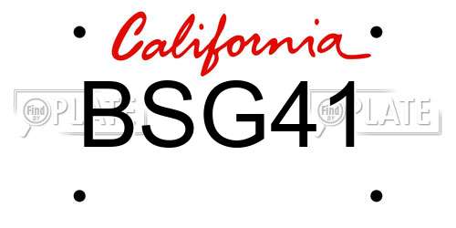 BSG41 California License Plate