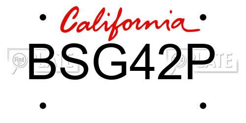 BSG42P California License Plate