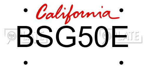 BSG50E California License Plate