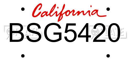 BSG5420 California License Plate