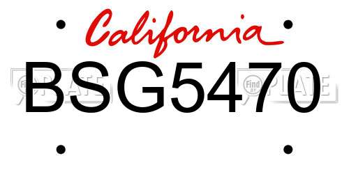 BSG5470 California License Plate