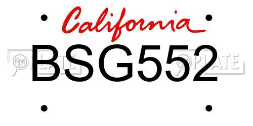 BSG552 California License Plate