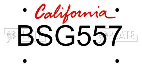 BSG557 California License Plate