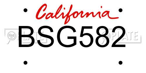 BSG582 California License Plate
