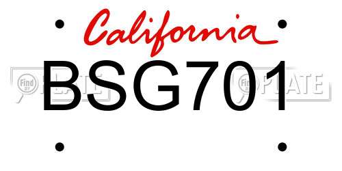 BSG701 California License Plate