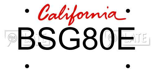 BSG80E California License Plate