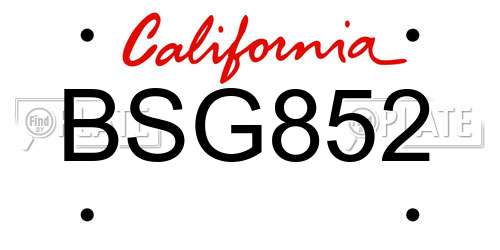 BSG852 California License Plate