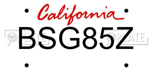 BSG85Z California License Plate