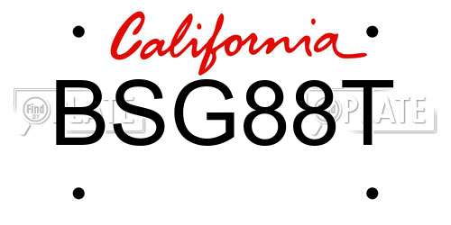 BSG88T California License Plate