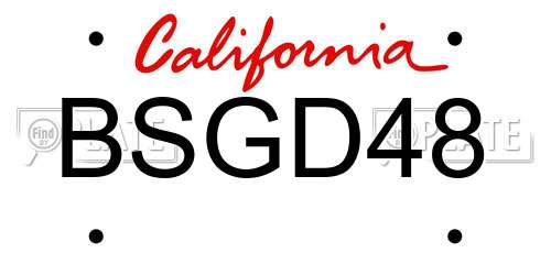 BSGD48 California License Plate