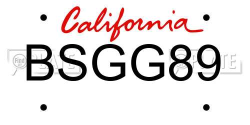 BSGG89 California License Plate