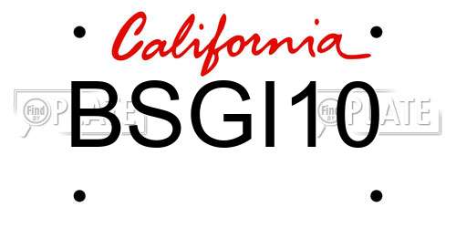 BSGI10 California License Plate