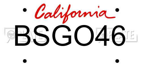 BSGO46 California License Plate