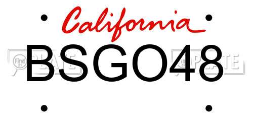 BSGO48 California License Plate