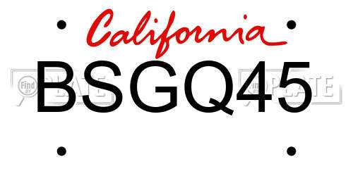 BSGQ45 California License Plate