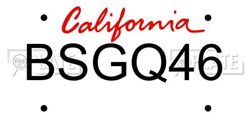 BSGQ46 California License Plate