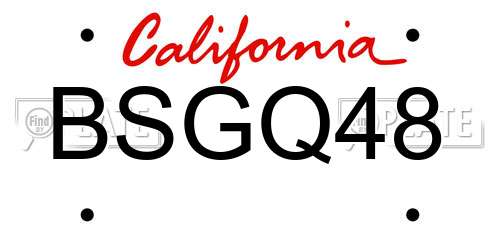 BSGQ48 California License Plate