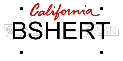BSHERT California License Plate