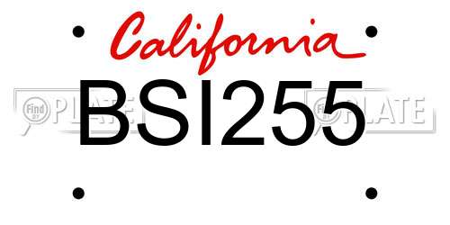BSI255 California License Plate