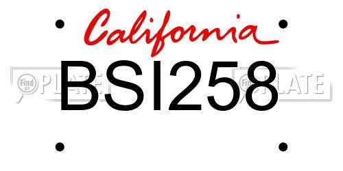 BSI258 California License Plate