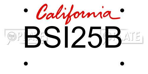 BSI25B California License Plate
