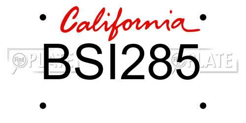 BSI285 California License Plate