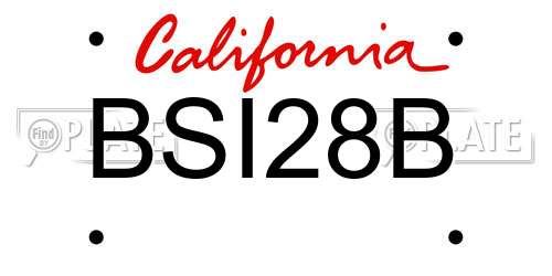 BSI28B California License Plate