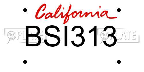BSI313 California License Plate