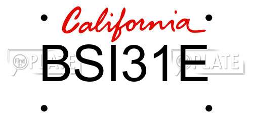 BSI31E California License Plate