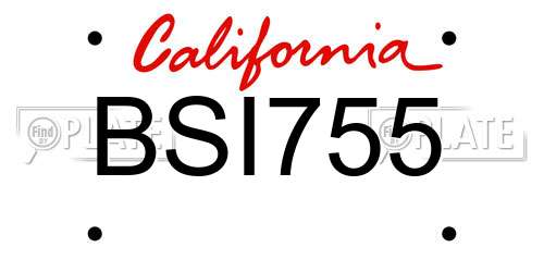 BSI755 California License Plate