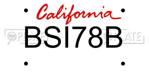 BSI78B California License Plate