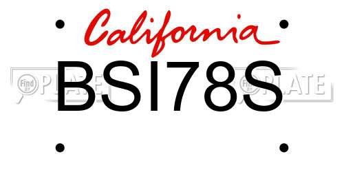 BSI78S California License Plate