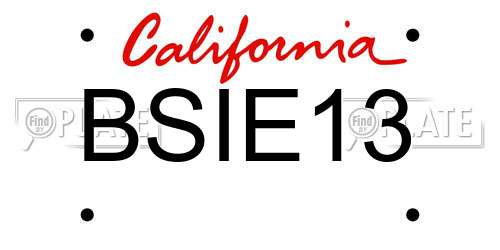 BSIE13 California License Plate