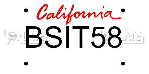 BSIT58 California License Plate