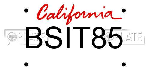 BSIT85 California License Plate