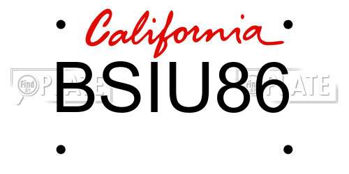BSIU86 California License Plate