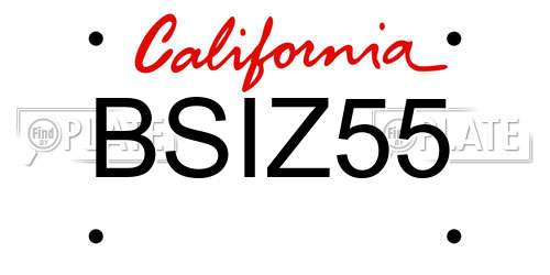 BSIZ55 California License Plate