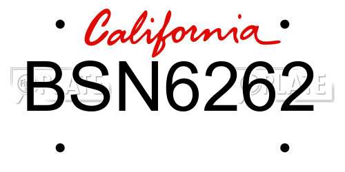 BSN6262 California License Plate