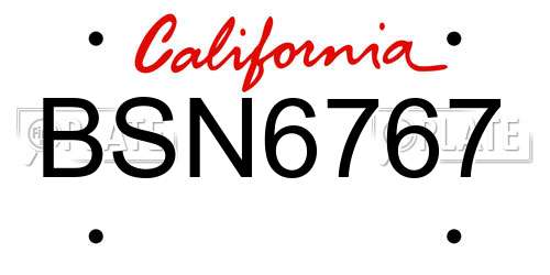 BSN6767 California License Plate