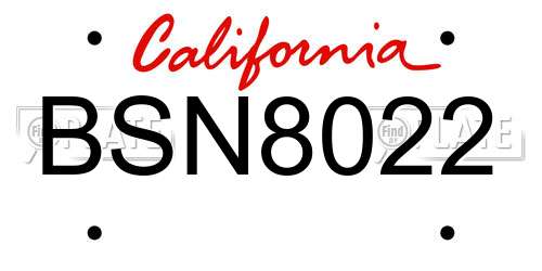 BSN8022 California License Plate