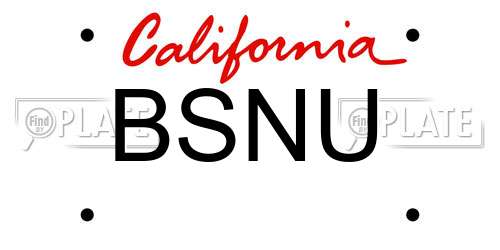 BSNU California License Plate
